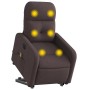 Sillón masaje eléctrico reclinable elevable tela marrón oscuro
