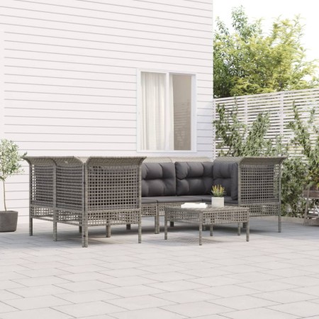 7-teiliges Gartenmöbel-Set und graue synthetische Rattankissen von vidaXL, Gartensets - Ref: Foro24-3187478, Preis: 471,22 €,...