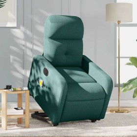 Sillón masaje eléctrico reclinable elevable tela verde oscuro en Sillones | Comprar online en Foro24