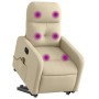 Sillón de masaje eléctrico reclinable elevable tela crema