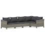 5-teiliges Gartenmöbel-Set und Kissen synthetisches Rattangrau von vidaXL, Gartensets - Ref: Foro24-3187274, Preis: 371,92 €,...