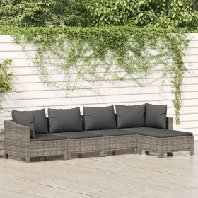 5-teiliges Gartenmöbel-Set und graue synthetische Rattankissen von vidaXL, Gartensets - Ref: Foro24-3187270, Preis: 328,85 €,...