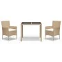 Set comedor de jardín 3 pzas con cojines ratán sintético beige von vidaXL, Gartensets - Ref: Foro24-3187348, Preis: 213,27 €,...