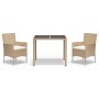 Set comedor de jardín 3 pzas con cojines ratán sintético beige by vidaXL, Garden sets - Ref: Foro24-3187348, Price: 213,27 €,...