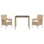 Set comedor de jardín 3 pzas con cojines ratán sintético beige by vidaXL, Garden sets - Ref: Foro24-3187348, Price: 213,27 €,...