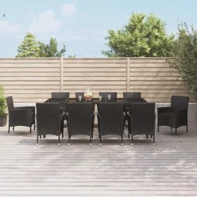 11-piece garden dining set with black synthetic rattan cushions by vidaXL, Garden sets - Ref: Foro24-3187331, Price: 896,23 €...