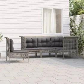 5-teiliges Gartenmöbel-Set und graue synthetische Rattankissen von vidaXL, Gartensets - Ref: Foro24-3187522, Preis: 330,97 €,...