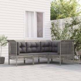 4-piece garden furniture set with gray synthetic rattan cushions by vidaXL, Garden sets - Ref: Foro24-3187505, Price: 271,23 ...