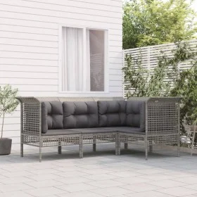 4-piece garden furniture set with gray synthetic rattan cushions by vidaXL, Garden sets - Ref: Foro24-3187505, Price: 266,82 ...