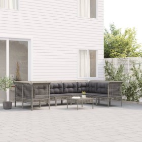 Garden furniture set 9 pieces and gray synthetic rattan cushions by vidaXL, Garden sets - Ref: Foro24-3187480, Price: 525,45 ...