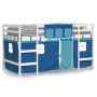Cama alta para niños con cortinas madera pino azul 80x200 cm