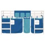 Cama alta para niños con cortinas madera pino azul 80x200 cm