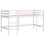 Cama alta para niños con cortinas madera pino azul 80x200 cm