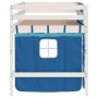 Cama alta para niños con cortinas madera pino azul 80x200 cm