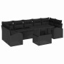 Conjunto de sofá de jardín con cojín 8 pcs Negro Poliratán