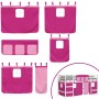 Cama alta para niños con cortinas madera pino rosa 80x200 cm
