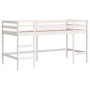 Cama alta para niños con cortinas madera pino azul 90x200 cm