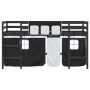 Cama alta niños con cortinas madera pino blanco negro 90x200 cm