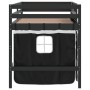 Cama alta niños con cortinas madera pino blanco negro 90x200 cm