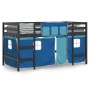 Cama alta para niños con cortinas madera pino azul 90x200 cm
