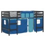 Cama alta para niños con cortinas madera pino azul 90x200 cm