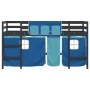 Cama alta para niños con cortinas madera pino azul 90x200 cm