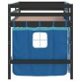 Cama alta para niños con cortinas madera pino azul 90x200 cm