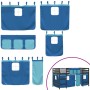 Cama alta para niños con cortinas madera pino azul 90x200 cm