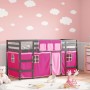 Cama alta para niños con cortinas madera pino rosa 90x200 cm