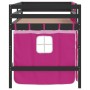 Cama alta para niños con cortinas madera pino rosa 90x200 cm