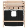 Cama alta niños con cortinas madera pino blanco negro 90x190 cm