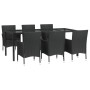 7-teiliges Garten-Essset und schwarze Kissen aus synthetischem Rattan von vidaXL, Gartensets - Ref: Foro24-3187328, Preis: 58...