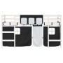 Cama alta niños con cortinas madera pino blanco negro 90x190 cm