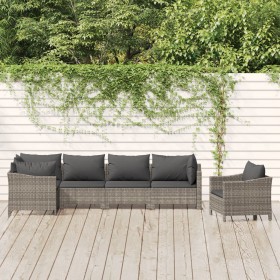 6-piece garden furniture set and gray synthetic rattan cushions by vidaXL, Garden sets - Ref: Foro24-3187282, Price: 484,75 €...