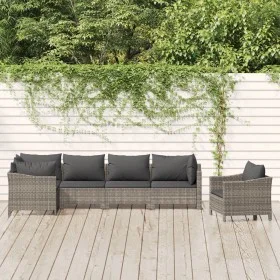 6-teiliges Gartenmöbel-Set und graue synthetische Rattankissen von vidaXL, Gartensets - Ref: Foro24-3187282, Preis: 500,41 €,...