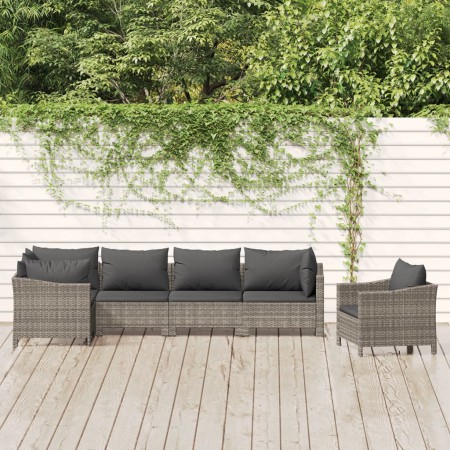 6-teiliges Gartenmöbel-Set und graue synthetische Rattankissen von vidaXL, Gartensets - Ref: Foro24-3187282, Preis: 484,75 €,...