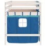 Cama alta para niños con cortinas madera pino azul 90x190 cm