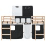 Cama alta niños con túnel madera pino blanco negro 80x200 cm