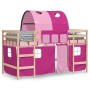 Cama alta para niños con túnel madera pino rosa 80x200 cm