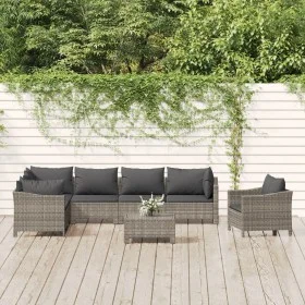 8-teiliges Gartenmöbel-Set und graue synthetische Rattankissen von vidaXL, Gartensets - Ref: Foro24-3187287, Preis: 673,26 €,...