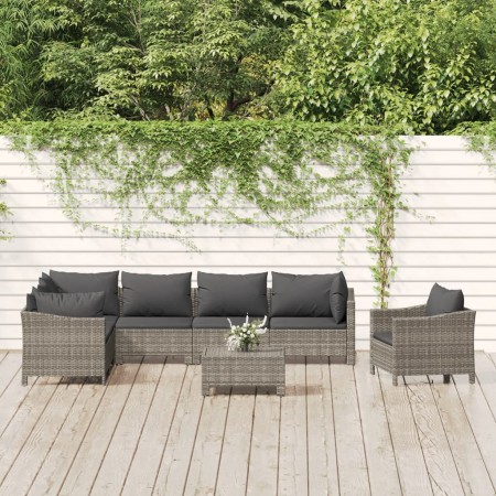 8-teiliges Gartenmöbel-Set und graue synthetische Rattankissen von vidaXL, Gartensets - Ref: Foro24-3187287, Preis: 702,82 €,...