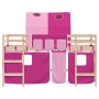 Cama alta para niños con túnel madera pino rosa 90x200 cm