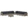Set de muebles de jardín 9 pzas y cojines ratán sintético gris