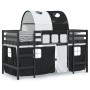 Cama alta niños con túnel madera pino blanco negro 90x200 cm