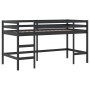 Cama alta niños con túnel madera pino blanco negro 90x200 cm