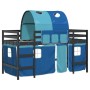 Cama alta para niños con túnel madera pino azul 90x200 cm