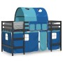 Cama alta para niños con túnel madera pino azul 90x200 cm
