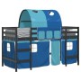 Cama alta para niños con túnel madera pino azul 90x200 cm