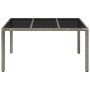 Garden table with grey PE rattan surface and glass top, measuring 150x90x75 cm. by vidaXL, Garden tables - Ref: Foro24-319900...
