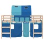 Cama alta para niños con túnel madera pino azul 90x190 cm